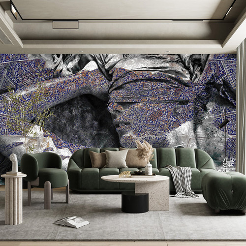 کاغذ دیواری پوستری نقاشیخط سنتی و ایرانی مدرن با شعر ای نور هر دو دیده بیتو چگونه بینم از گالری چارگوش مدل 2837.1