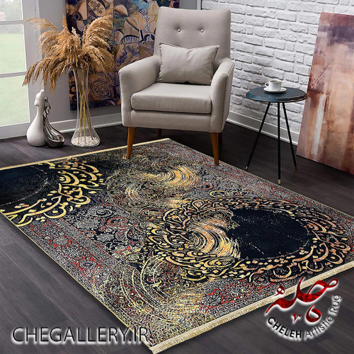 فرش آنتیک سلطان آباد چله با طرح شمس و قمر و شعری از مولانا، روایتی از عشق بدون مرز و کیهانی 233 دکور